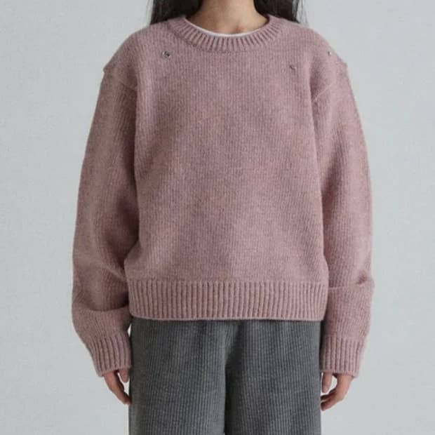 오헤시오 쉐틀랜드 울 니트 풀오버 핑크 FREE