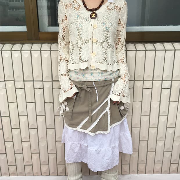 Flower pattern crochet cardigan