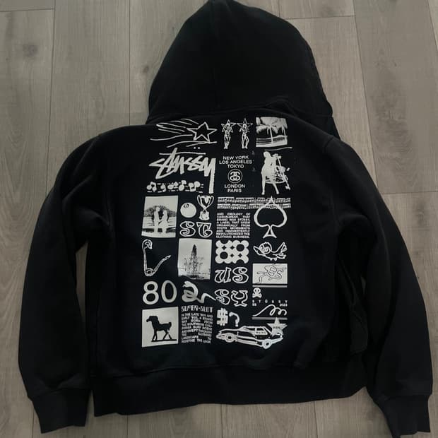 23SS 스투시 사라 후드집업 워시드 블랙