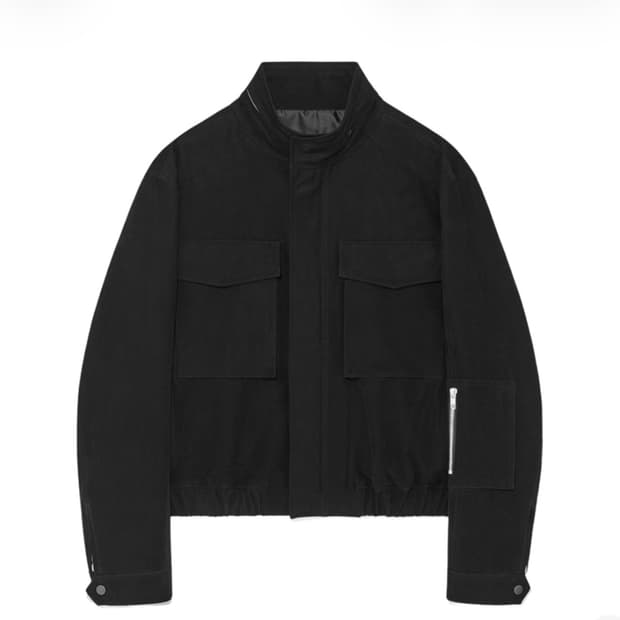 알렌느 밀리터리 크롭 코튼 블루종