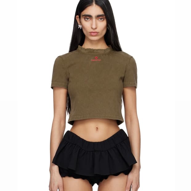 [6,8,10]슈슈통 26ss Wave 레이스 카라 티셔츠/카키