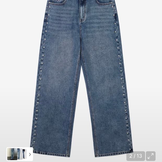 락케이크 스터드 라인 포인트 데님 진 블루