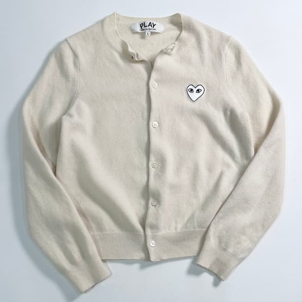 꼼데가르송 화이트 유넥 가디건  