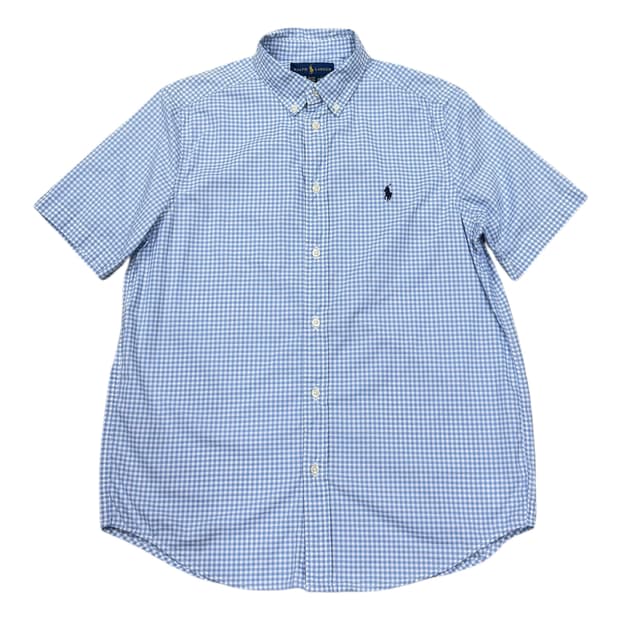 폴로 랄프로렌 블루 체크 반팔 셔츠 남방 XL