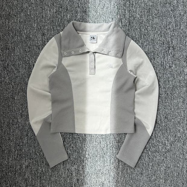 코드그라피 배색카라 그레이 롱슬리브