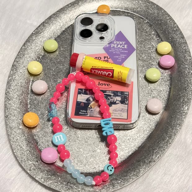 gesumchure 키치 비즈 립밤 키링 💛 (립밤 랜덤 배송)