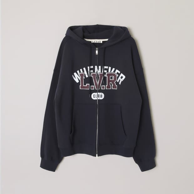 르바) L.V.R Overlay Zip Hoodie - Navy