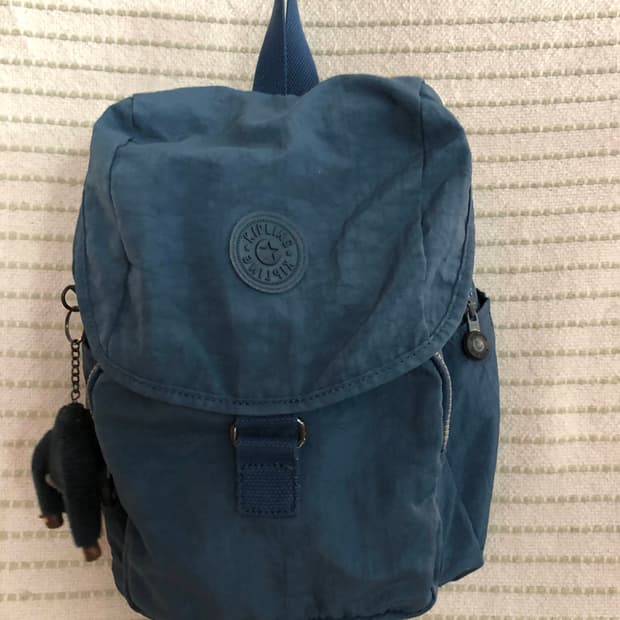키플링 Y2K 스몰 나일론 블루 백팩