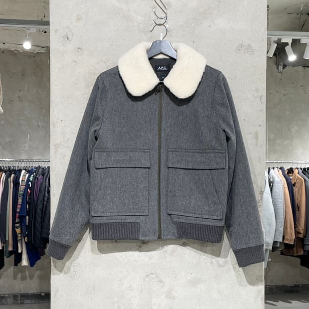 아페쎄 그레이 퍼 시어링 울 자켓