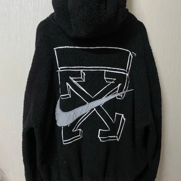 나이키 X 오프화이트 플리스 후드 집업 블랙
