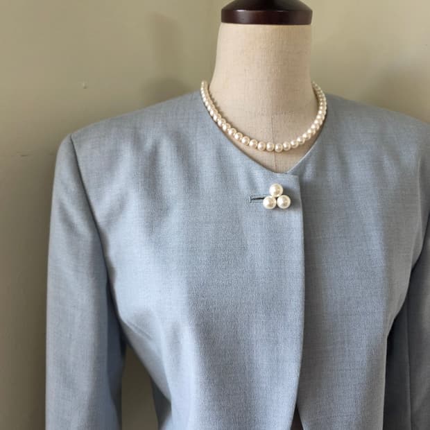 노카라 진주 원버튼 자켓