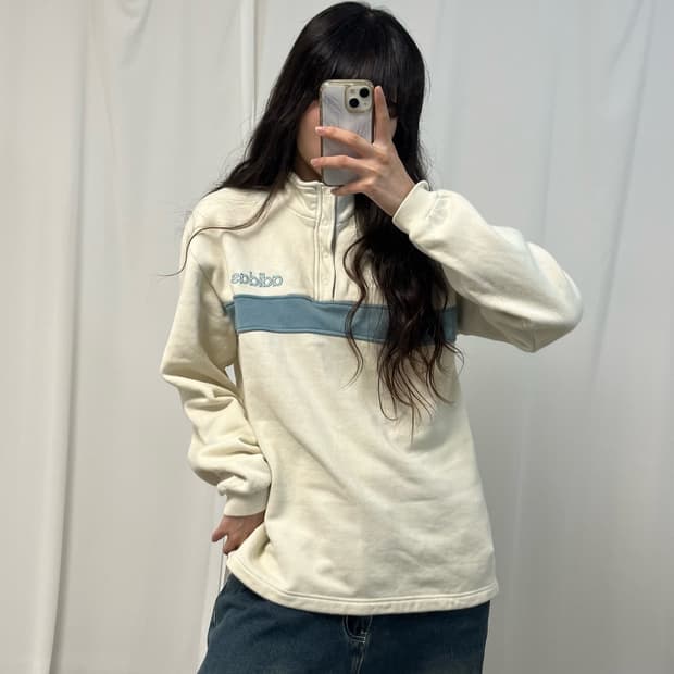 Adidas old school half-button sweatshirt