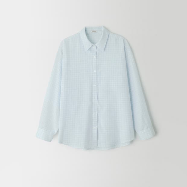 온드민 blush check shirt (blue)