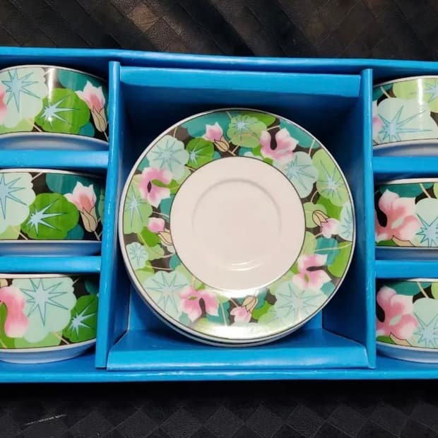 레트로 찻잔 6개 + 소서 6개