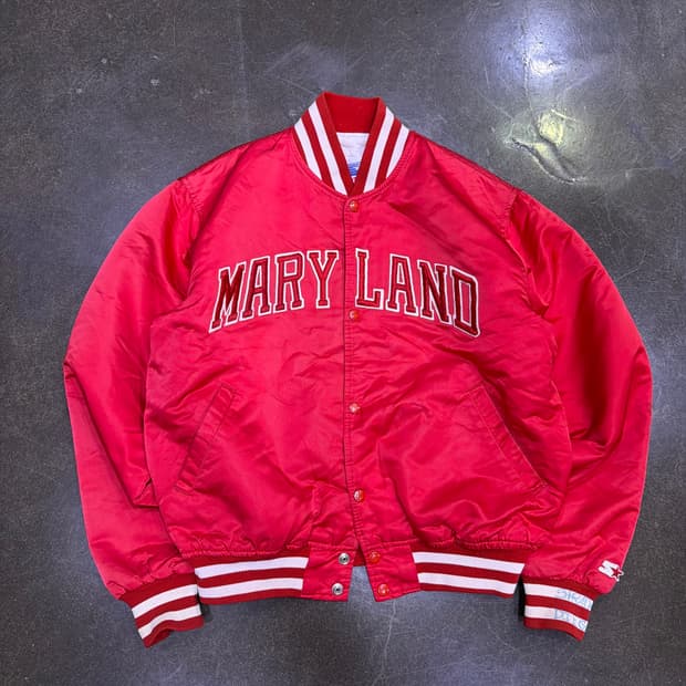 스타터 80's 메릴랜드 NCAA 레드 스타디움 점퍼 바시티 L