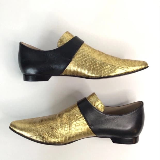derek lam 금색 뱀피 구두
