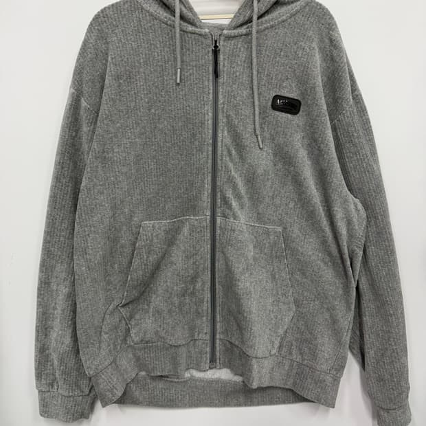 그레이 벨벳 코듀로이 후드집업