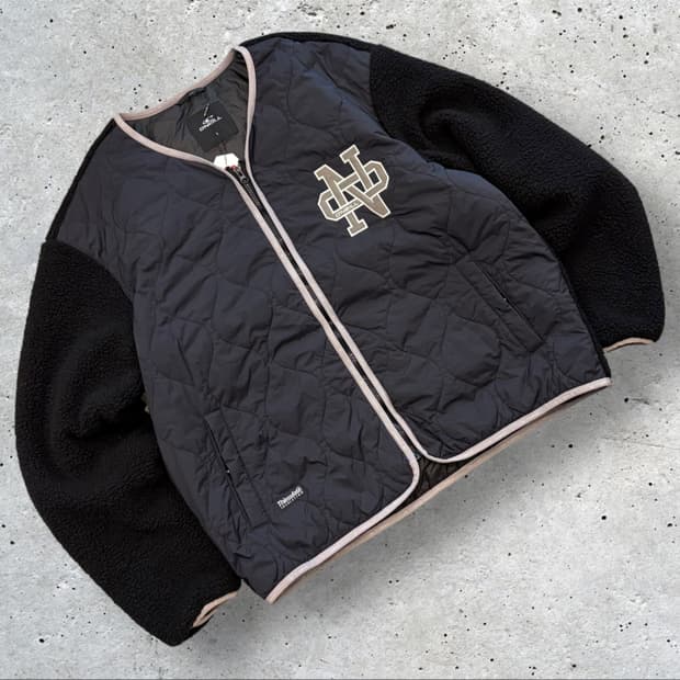 [L] 오닐 퀄팅 플리스 배색 자켓 블랙 C52