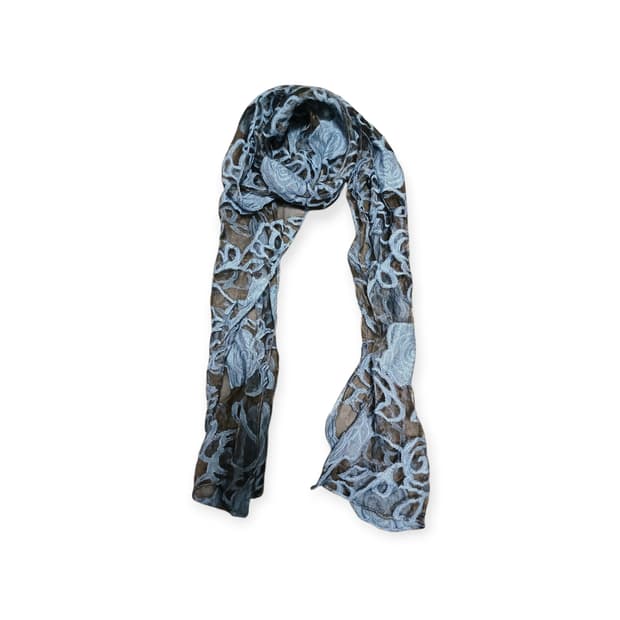 로즈 패턴 블루 스카프 