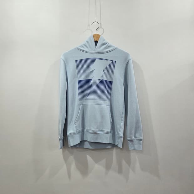 갭 키즈 프린팅 스카이블루 기모 후드티 XXL
