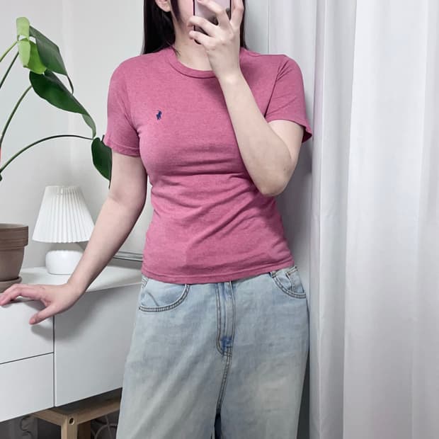 폴로 진핑크 / 네이비포니 반팔티 [ S ]