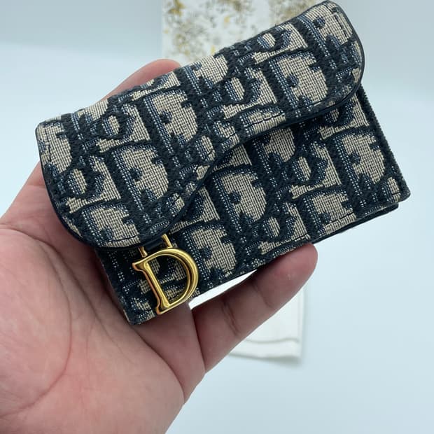 [ 새상품 / 풀구성 ] 디올 오블리크 새들 플랩 카드지갑 