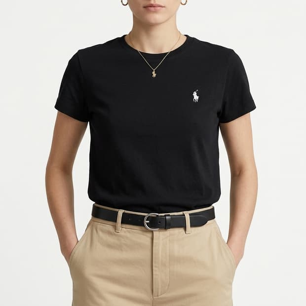 [정품/QR] 폴로 랄프로렌 블랙 반팔 티셔츠 (여성 S)