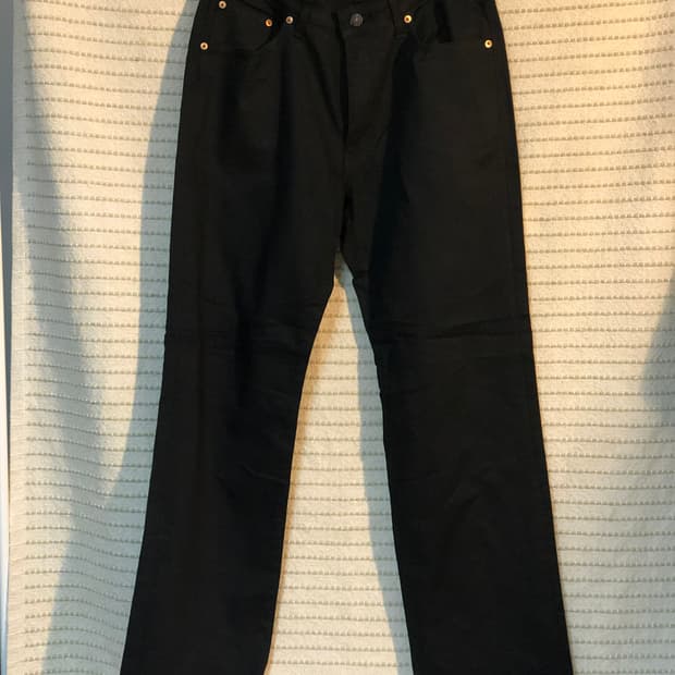 에드윈 F503 플랙스 레귤러핏 흑청 데님 블랙진 34x33