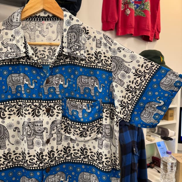 코끼리 에스닉 셔츠 made in Thailand (M) 