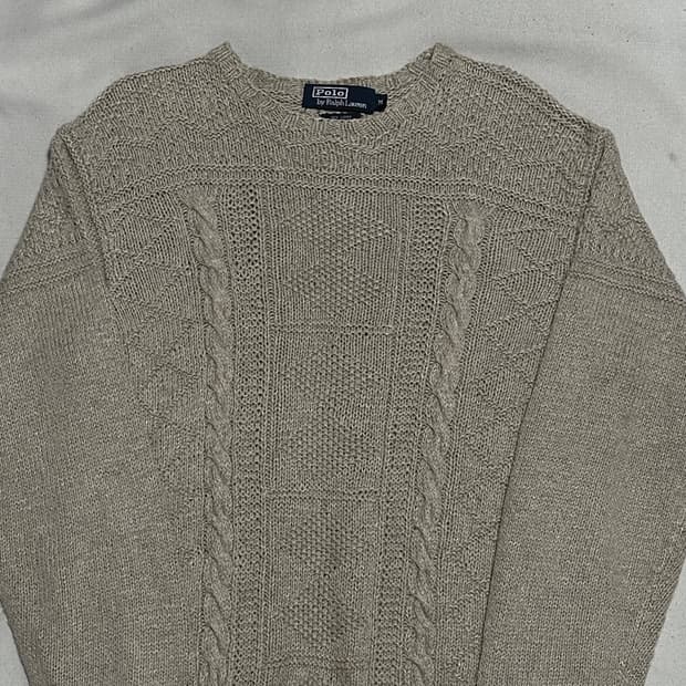 M 폴로랄프로렌 라이트 아이보리 케이블 니트
