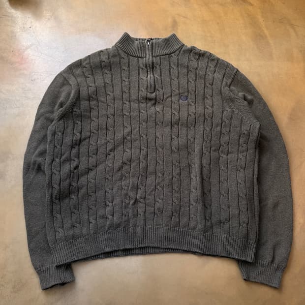 챕스 BY 폴로 랄프 로렌 꽈배기 니트 반집업