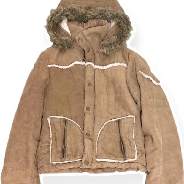 빈티지 퍼후드 하이넥 자켓