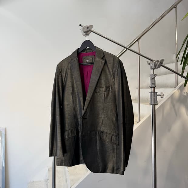 Prada archive embossed leather blazer