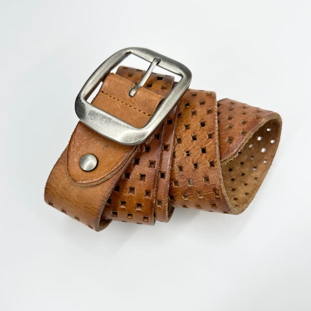 NONE vintage punching detail leather bel