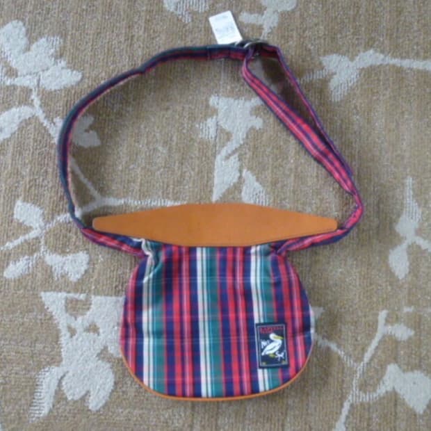 (새상품, 택o) Kapital 캐피탈 펠리컨 퍼플 체크 숄더백