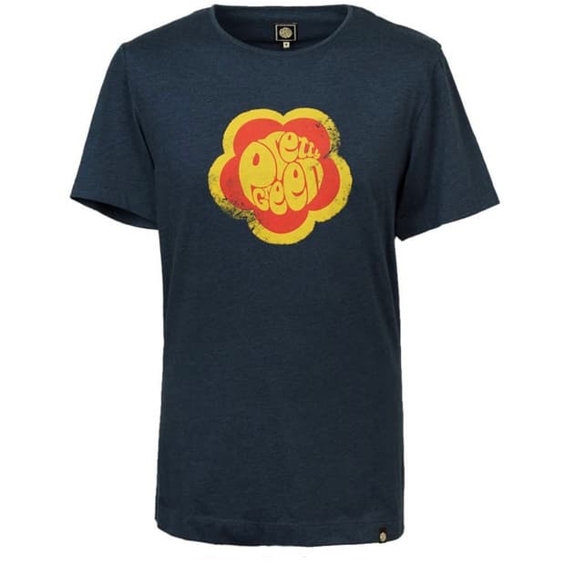 Pretty Green 네이비 마블 소프트 면 로고 티셔츠
