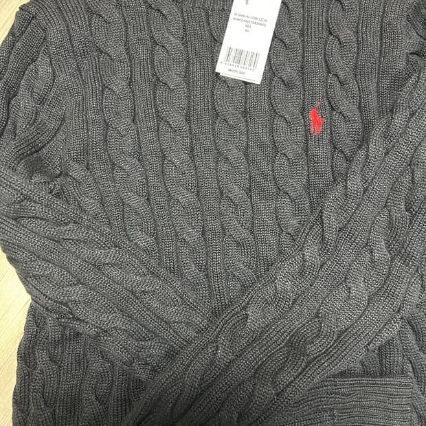 (새상품) 폴로 케이블 니트 - 블랙 XS