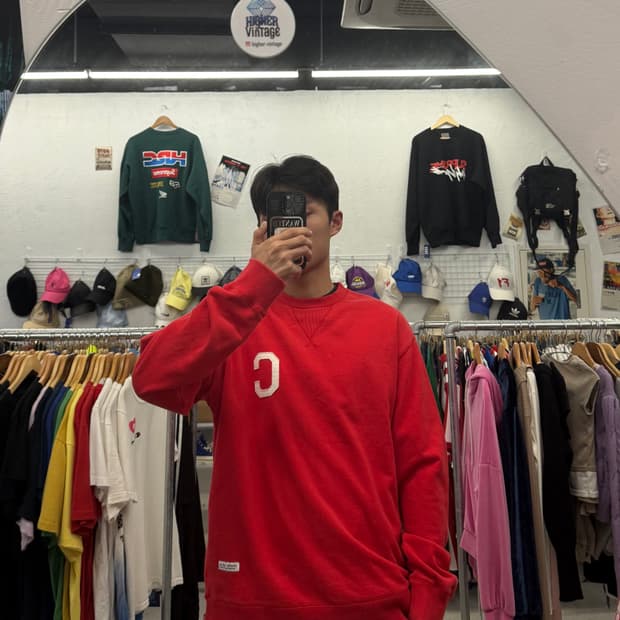 커버낫 브클 로고 레드 맨투맨 L