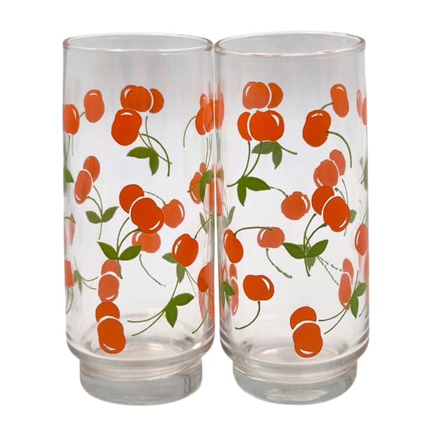 80s 호야 크리스탈 앵두 실린더 롱 글라스 1p