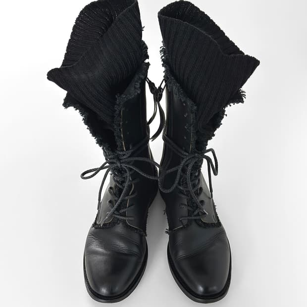90~00s Y's 요지 야마모토 니트 커프 레이스업 부츠