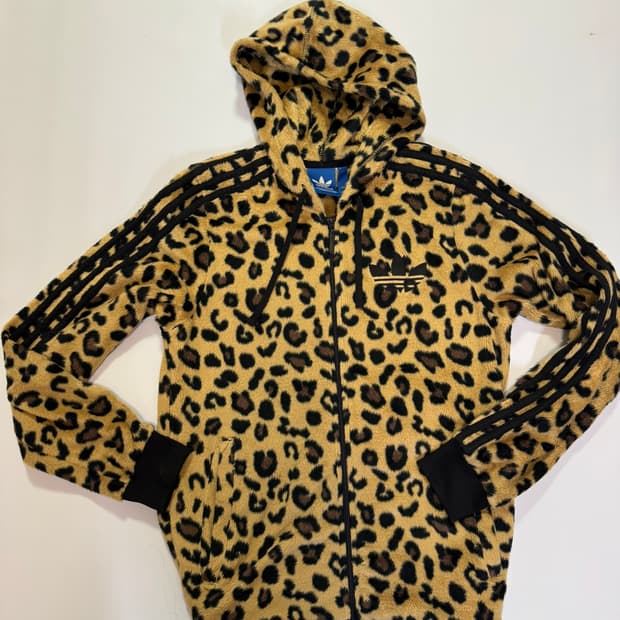 아디다스 레오파드 후리스 후드집업(95사이즈)
