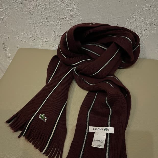 라코스테 퓨어울 머플러 버건디