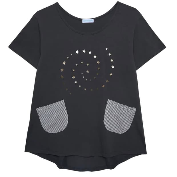소노노모리 GLITTER STAR POCKET OFF-TEE 차콜색