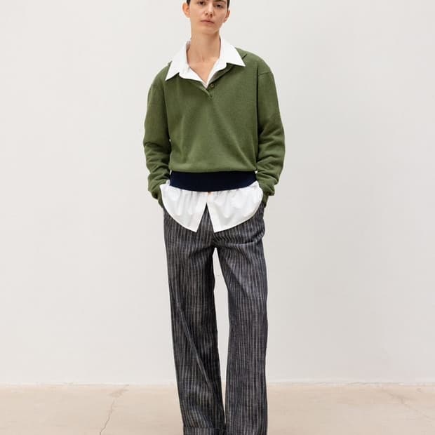 문달 Grain Denim in Indigo Stripe S