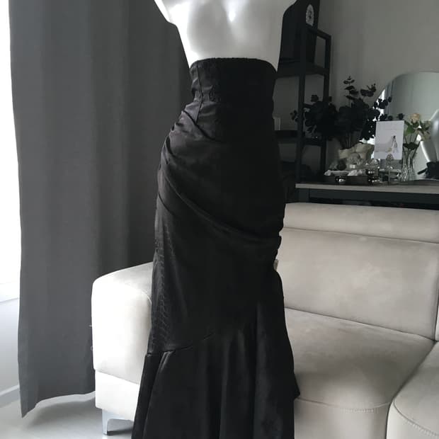༒ Gothic drape long skirt
