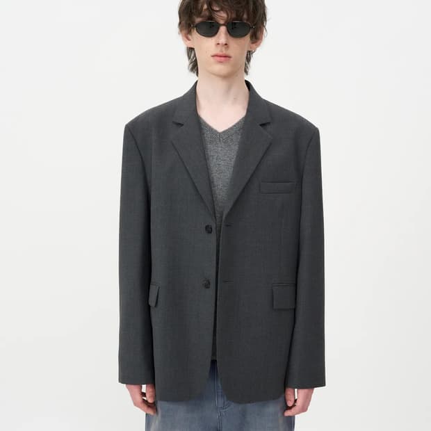 인사일런스 오버사이즈 울 블레이저 DARK GREY L 사이즈