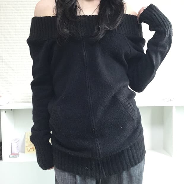 jpn vintage 블랙 니트 오프숄더 y2k 갸루 펑키 일본빈티지