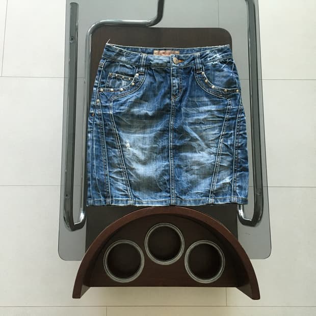 vintage wash stud denim skirt