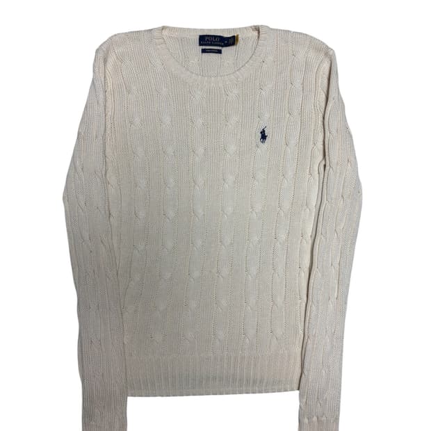 [정품] 폴로 랄프로렌 피마코튼 아이보리 케이블 꽈배기 니트 M