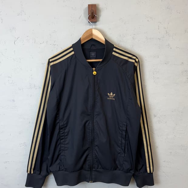 아디다스 00s 빈티지 검금 트레포일 로고 트랙 자켓